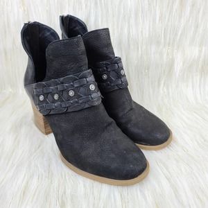 Nine West Danbia Black Leather Cut Out Boots